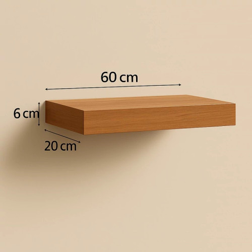 شلف دیواری پایه مخفی 20×60 (کد H6020) | طراحی مینیمال | تحمل وزن بالا | هاما چوب