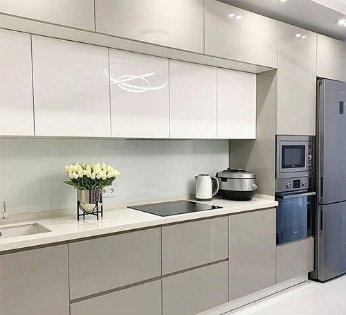 کابینت سفید طوسی پله ای