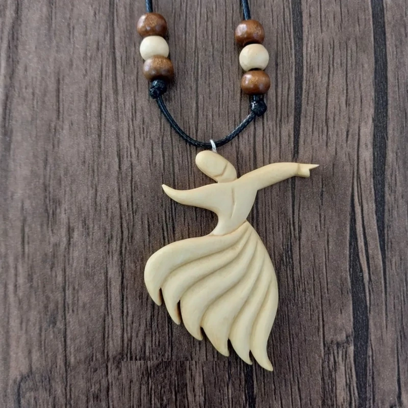 گردنبند چوبی رقص سماع  با چوب چنار