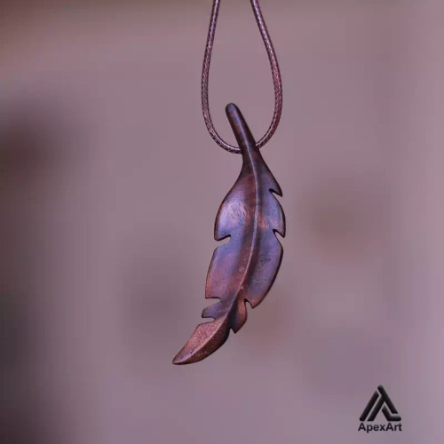 گردنبند چوبی طرح پر