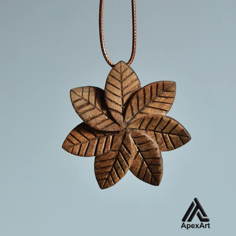 گردنبند چوبی طرح گل