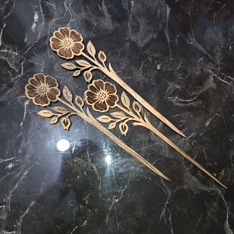 پین مو چوبی کانزاشی طرح گل