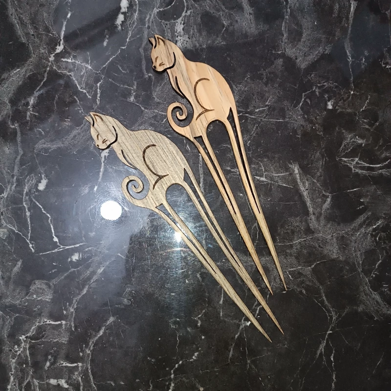 پین مو چوبی کانزاشی طرح گربه
